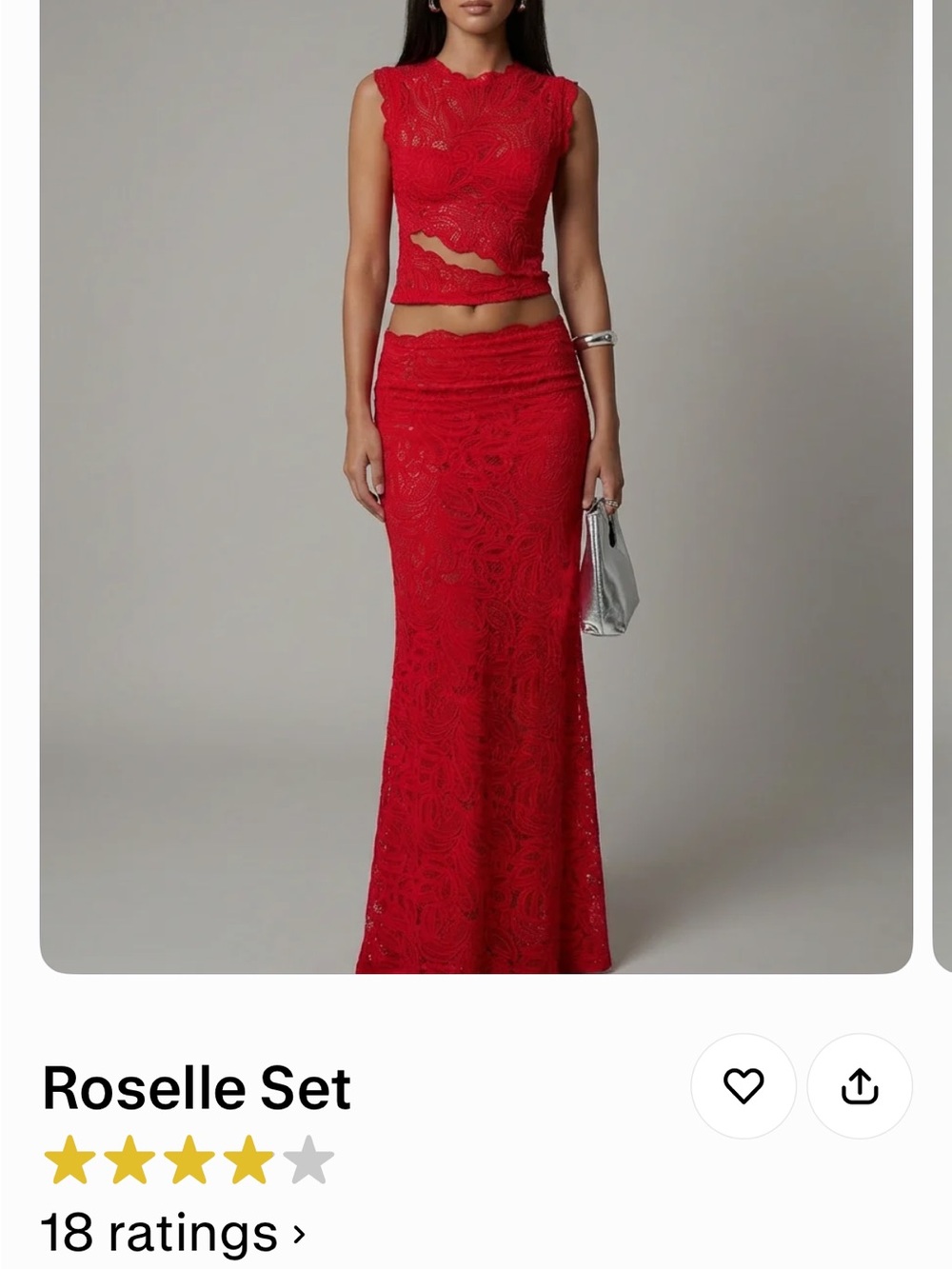 Red Lace Maxi Skirt - Set